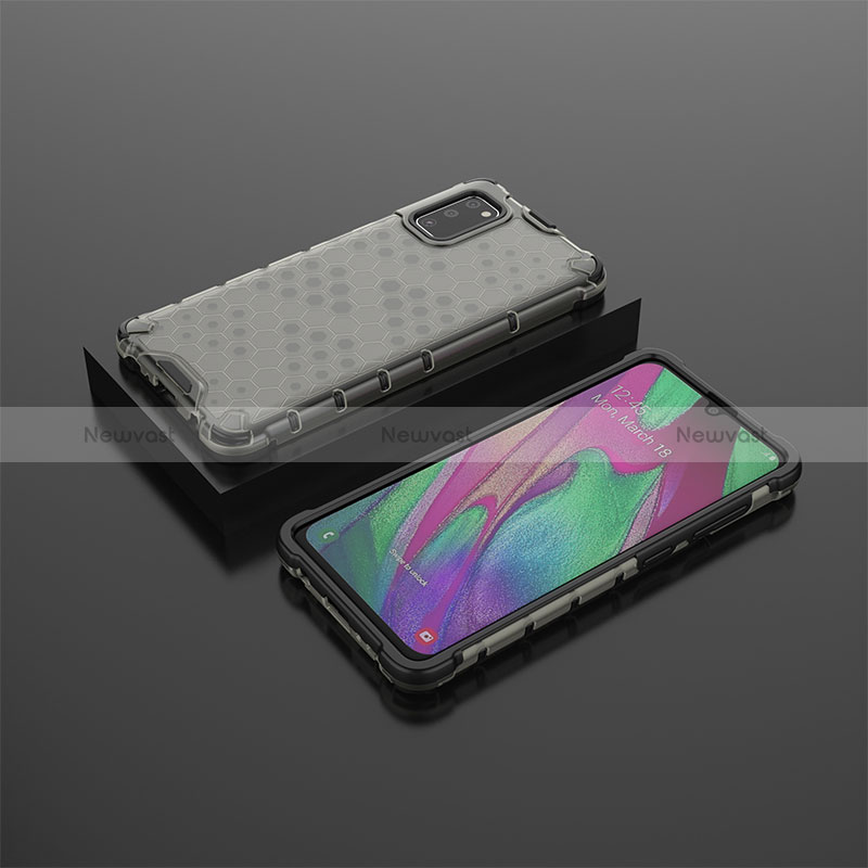 Silicone Transparent Frame Case Cover 360 Degrees AM2 for Samsung Galaxy A41 Black