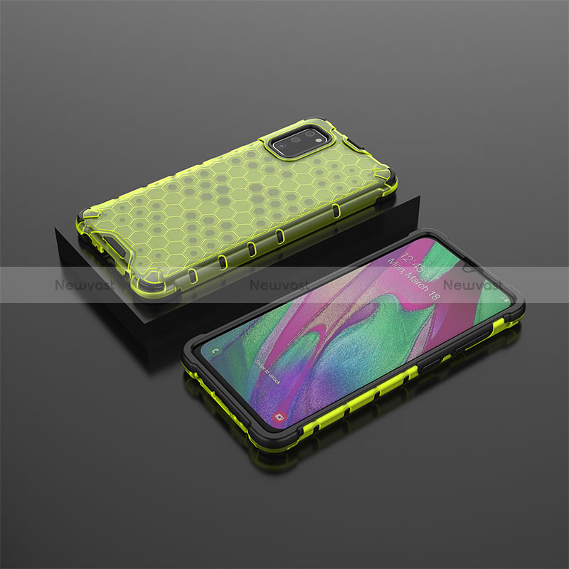 Silicone Transparent Frame Case Cover 360 Degrees AM2 for Samsung Galaxy A41 Green