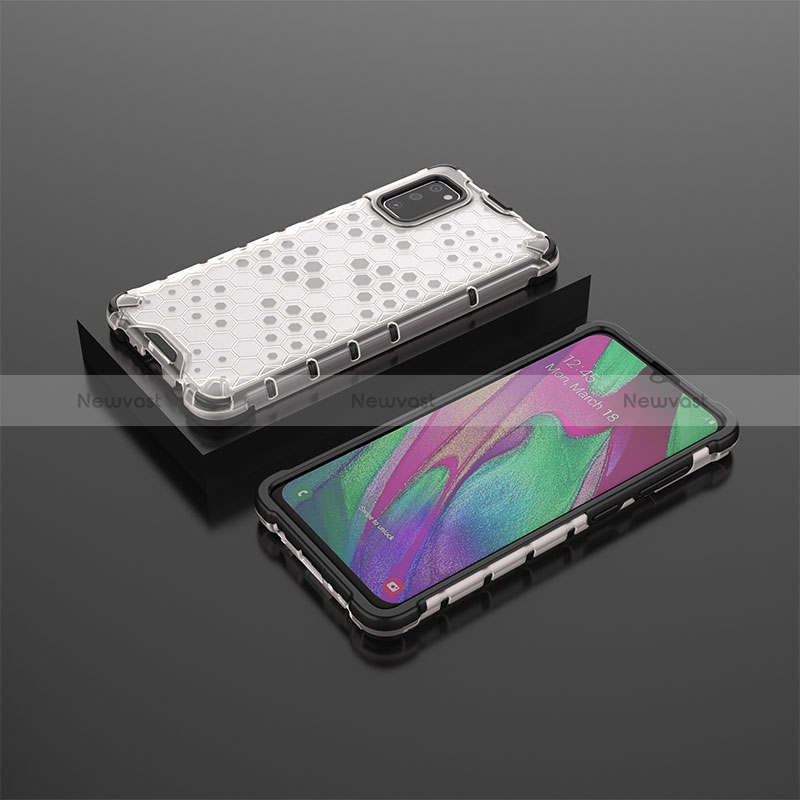 Silicone Transparent Frame Case Cover 360 Degrees AM2 for Samsung Galaxy A41 White