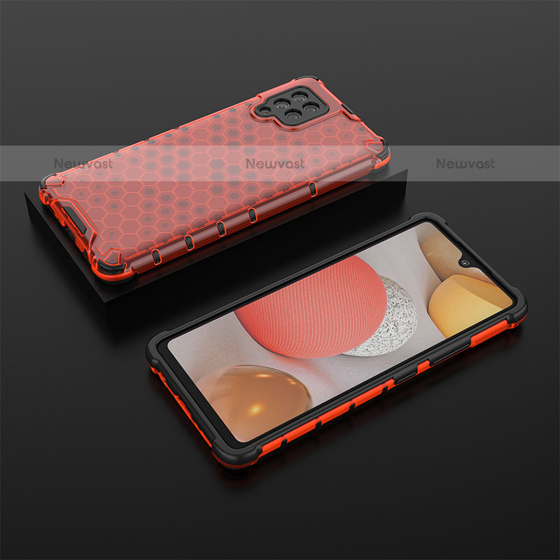Silicone Transparent Frame Case Cover 360 Degrees AM2 for Samsung Galaxy A42 5G Red