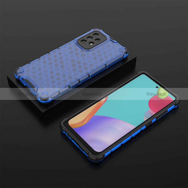 Silicone Transparent Frame Case Cover 360 Degrees AM2 for Samsung Galaxy A52 5G Blue