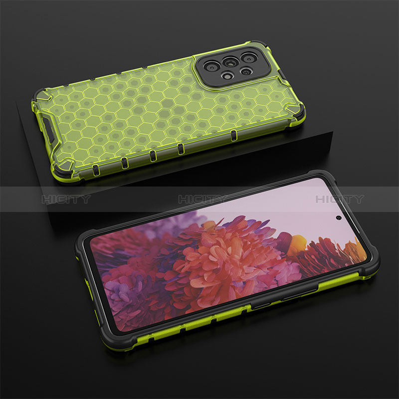 Silicone Transparent Frame Case Cover 360 Degrees AM2 for Samsung Galaxy A53 5G Green