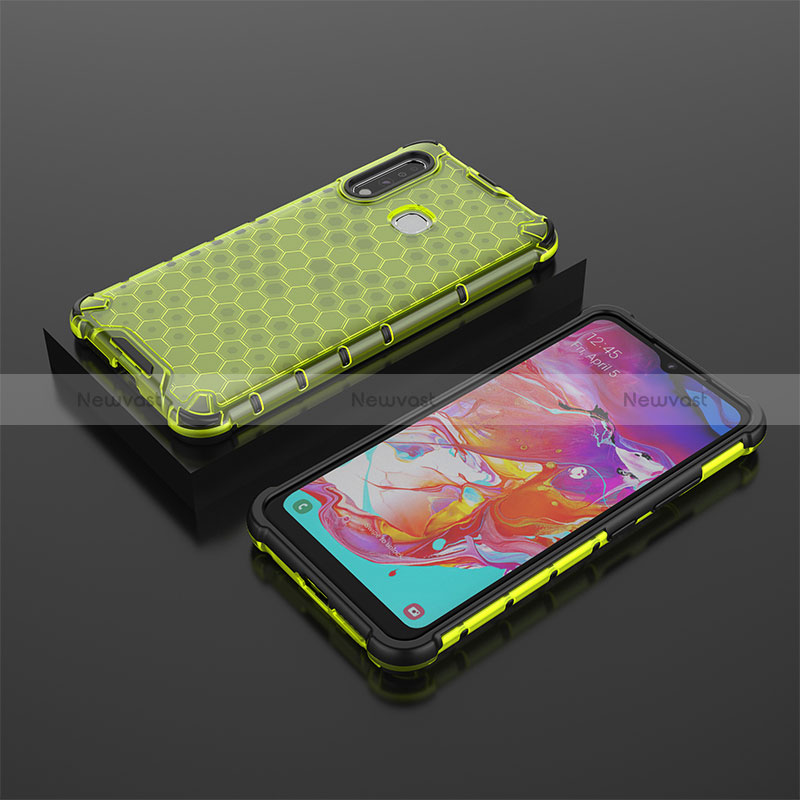 Silicone Transparent Frame Case Cover 360 Degrees AM2 for Samsung Galaxy A70E Green