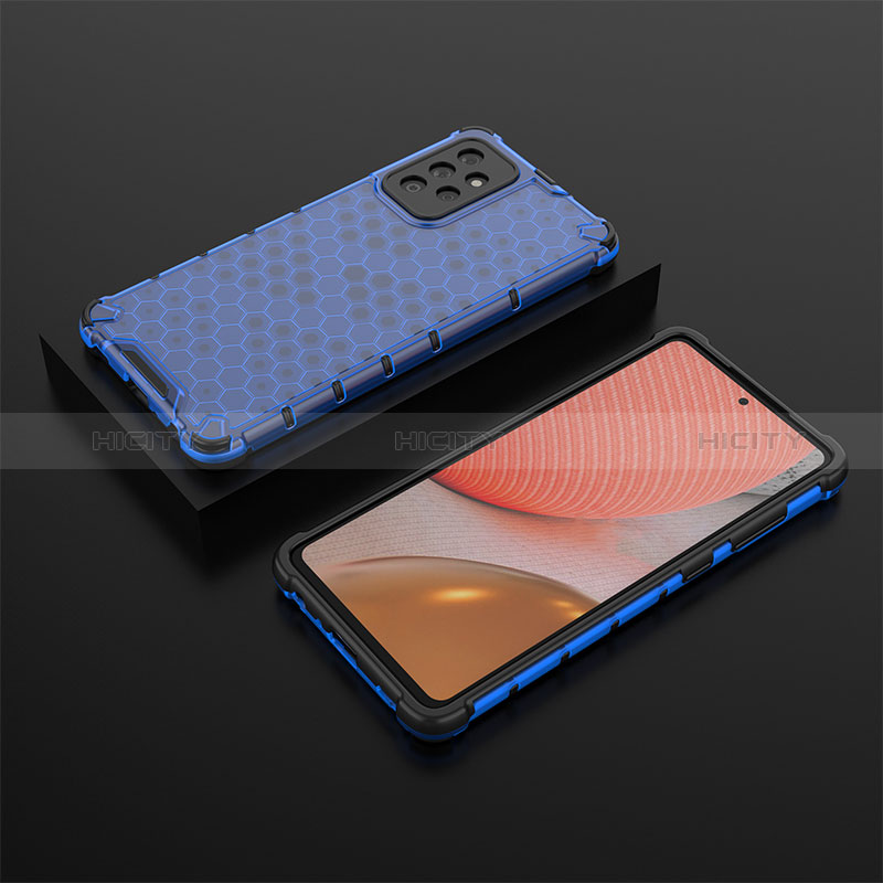 Silicone Transparent Frame Case Cover 360 Degrees AM2 for Samsung Galaxy A72 4G Blue