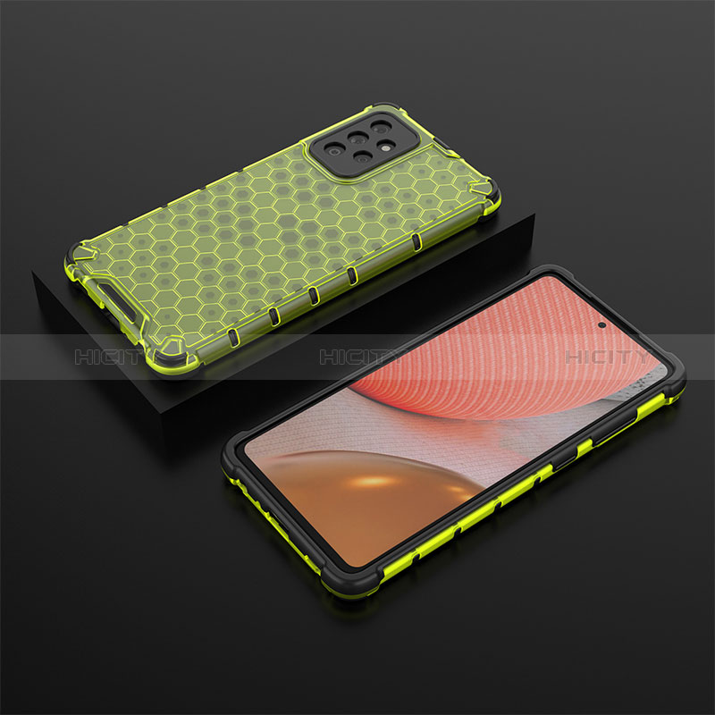 Silicone Transparent Frame Case Cover 360 Degrees AM2 for Samsung Galaxy A72 4G Green