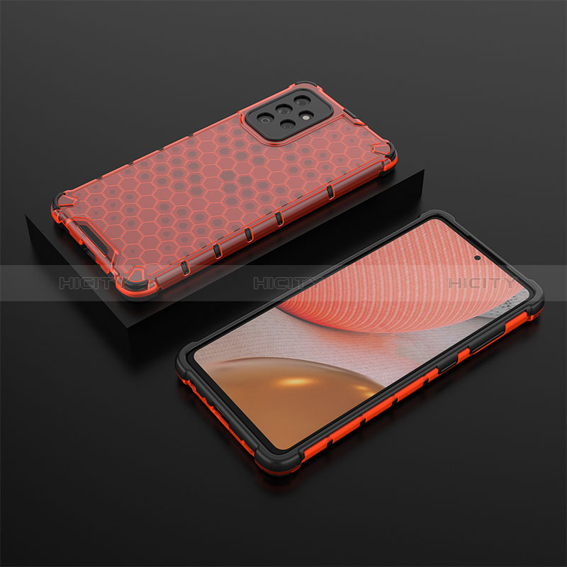 Silicone Transparent Frame Case Cover 360 Degrees AM2 for Samsung Galaxy A72 4G Red