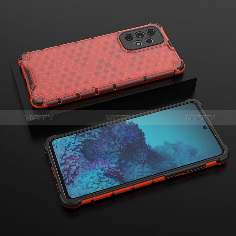 Silicone Transparent Frame Case Cover 360 Degrees AM2 for Samsung Galaxy A73 5G Red