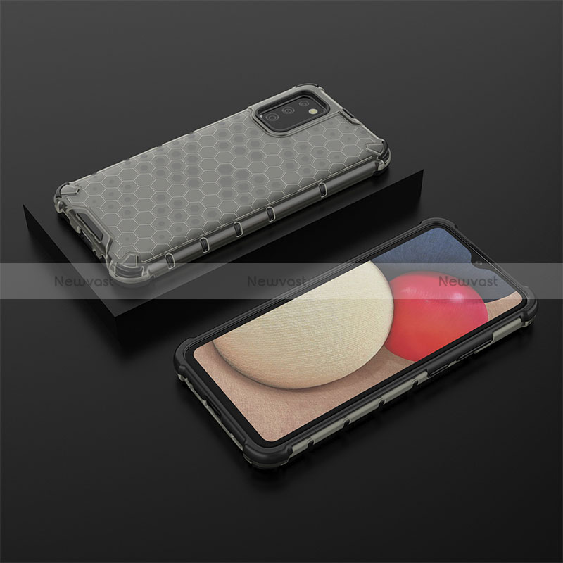 Silicone Transparent Frame Case Cover 360 Degrees AM2 for Samsung Galaxy F02S SM-E025F Black
