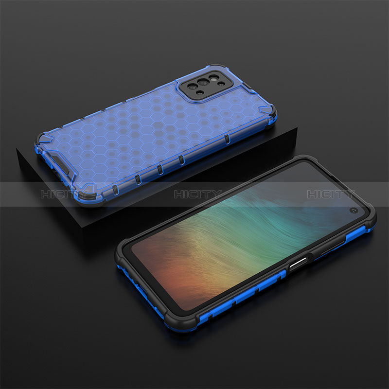 Silicone Transparent Frame Case Cover 360 Degrees AM2 for Samsung Galaxy F52 5G Blue