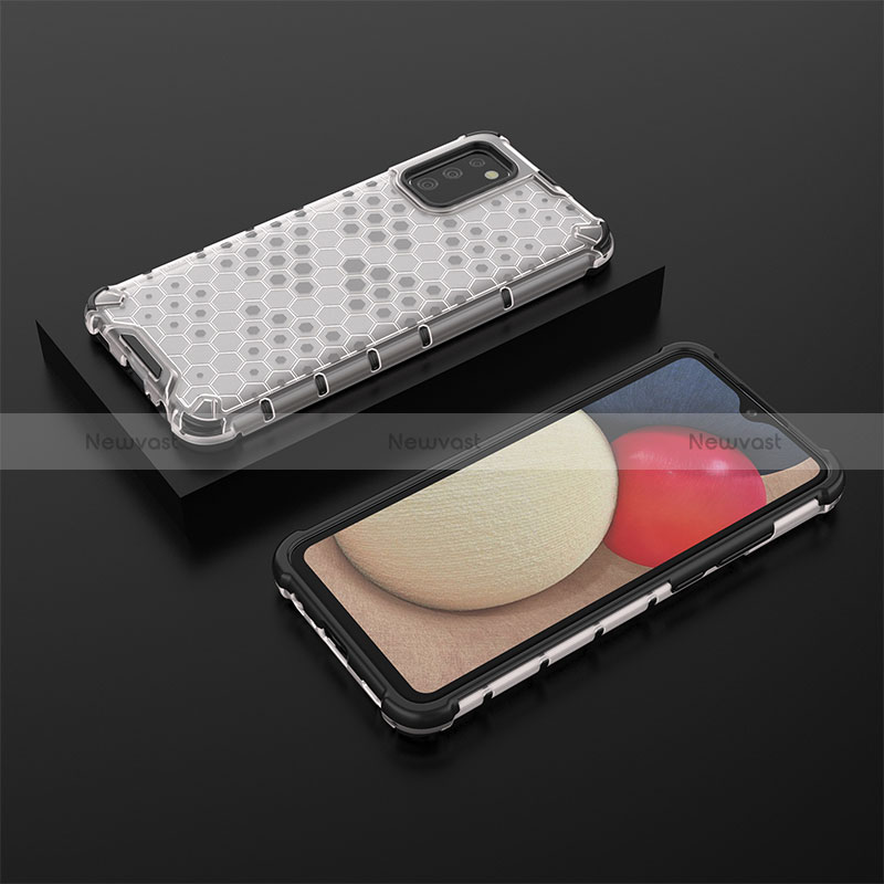 Silicone Transparent Frame Case Cover 360 Degrees AM2 for Samsung Galaxy M02s White