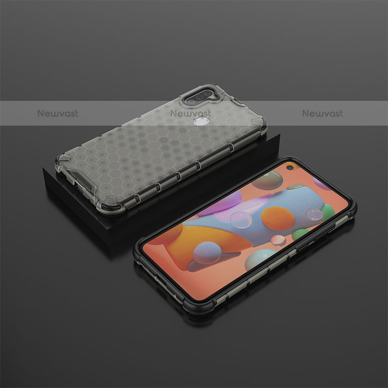 Silicone Transparent Frame Case Cover 360 Degrees AM2 for Samsung Galaxy M11 Black