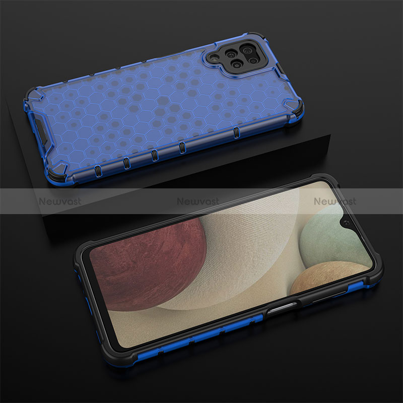 Silicone Transparent Frame Case Cover 360 Degrees AM2 for Samsung Galaxy M12 Blue