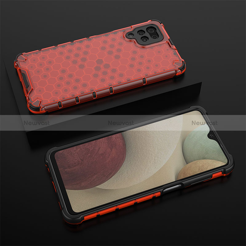 Silicone Transparent Frame Case Cover 360 Degrees AM2 for Samsung Galaxy M12 Red