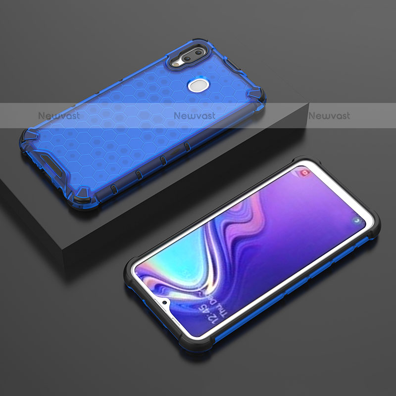 Silicone Transparent Frame Case Cover 360 Degrees AM2 for Samsung Galaxy M20 Blue