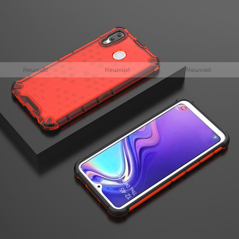 Silicone Transparent Frame Case Cover 360 Degrees AM2 for Samsung Galaxy M20 Red