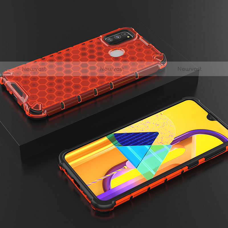 Silicone Transparent Frame Case Cover 360 Degrees AM2 for Samsung Galaxy M21 Red