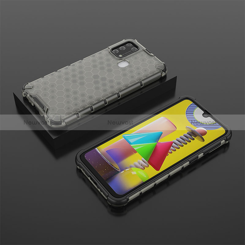 Silicone Transparent Frame Case Cover 360 Degrees AM2 for Samsung Galaxy M21s Black