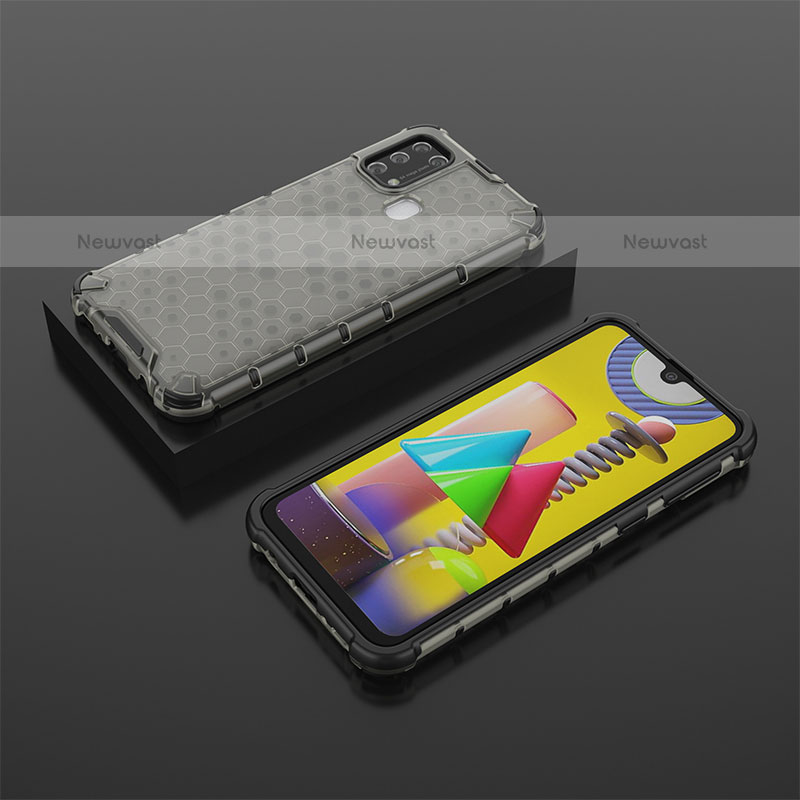 Silicone Transparent Frame Case Cover 360 Degrees AM2 for Samsung Galaxy M31 Black