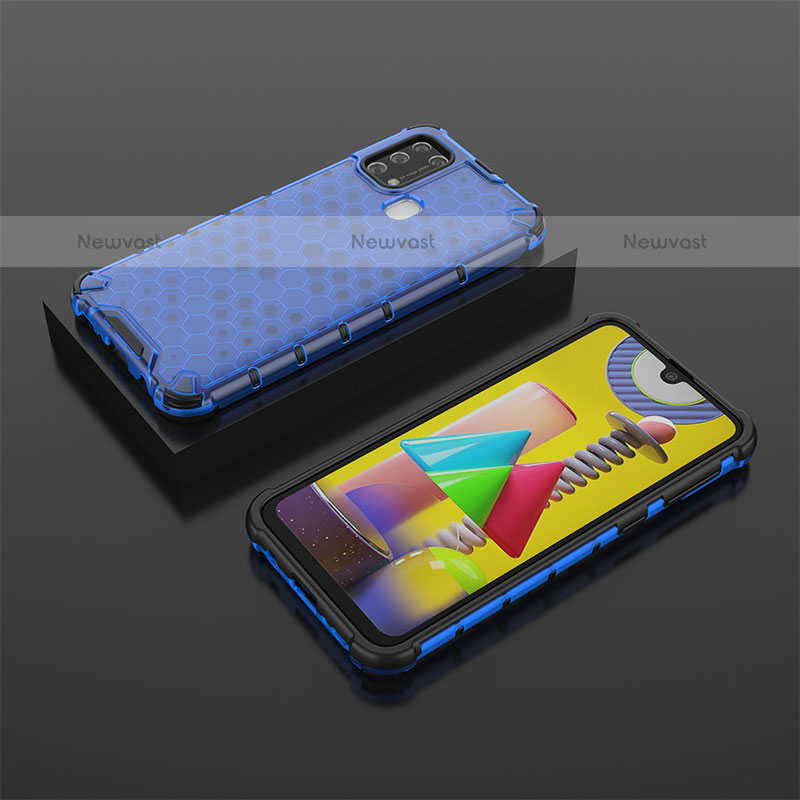 Silicone Transparent Frame Case Cover 360 Degrees AM2 for Samsung Galaxy M31 Blue