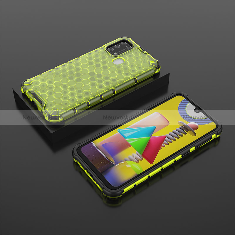 Silicone Transparent Frame Case Cover 360 Degrees AM2 for Samsung Galaxy M31 Prime Edition Green
