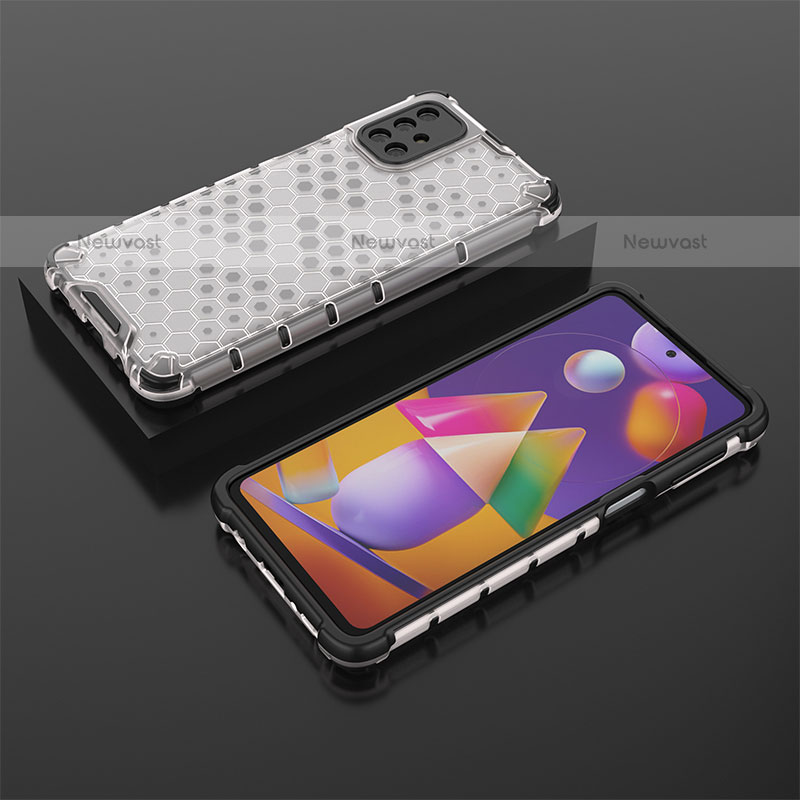 Silicone Transparent Frame Case Cover 360 Degrees AM2 for Samsung Galaxy M31s White