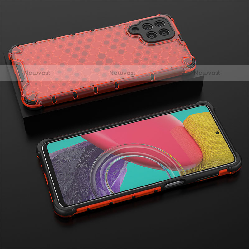 Silicone Transparent Frame Case Cover 360 Degrees AM2 for Samsung Galaxy M53 5G Red