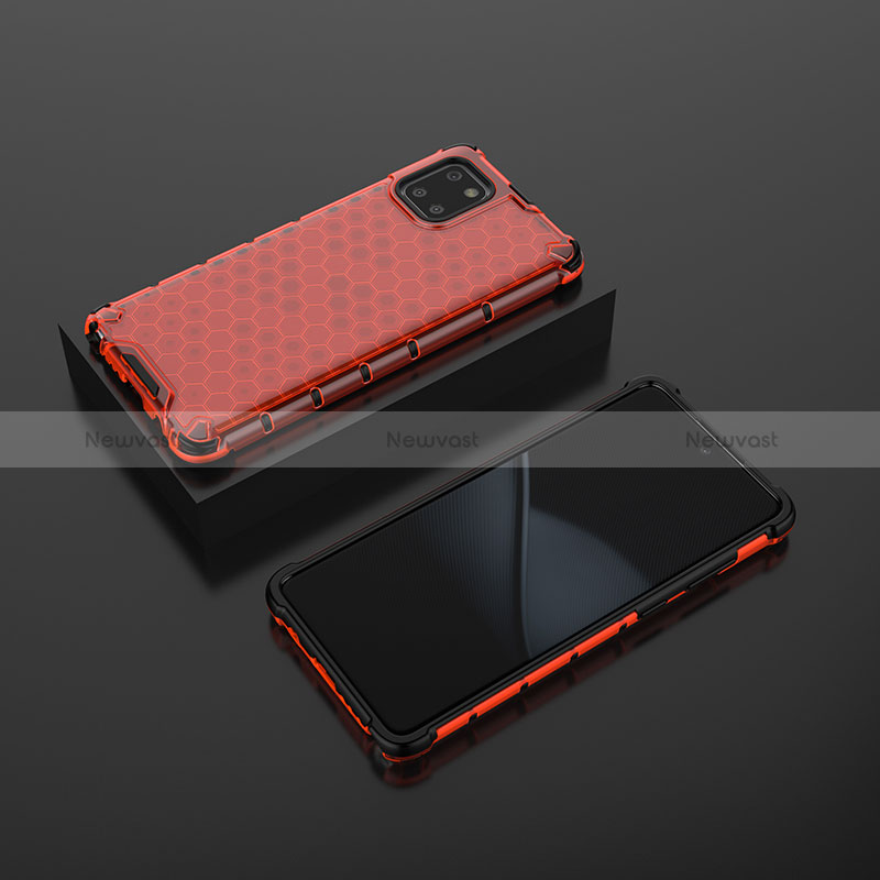 Silicone Transparent Frame Case Cover 360 Degrees AM2 for Samsung Galaxy M60s Red