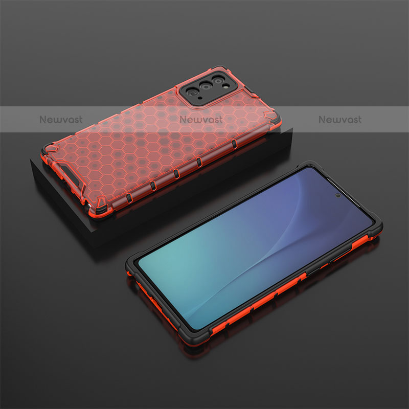 Silicone Transparent Frame Case Cover 360 Degrees AM2 for Samsung Galaxy Note 20 5G Red