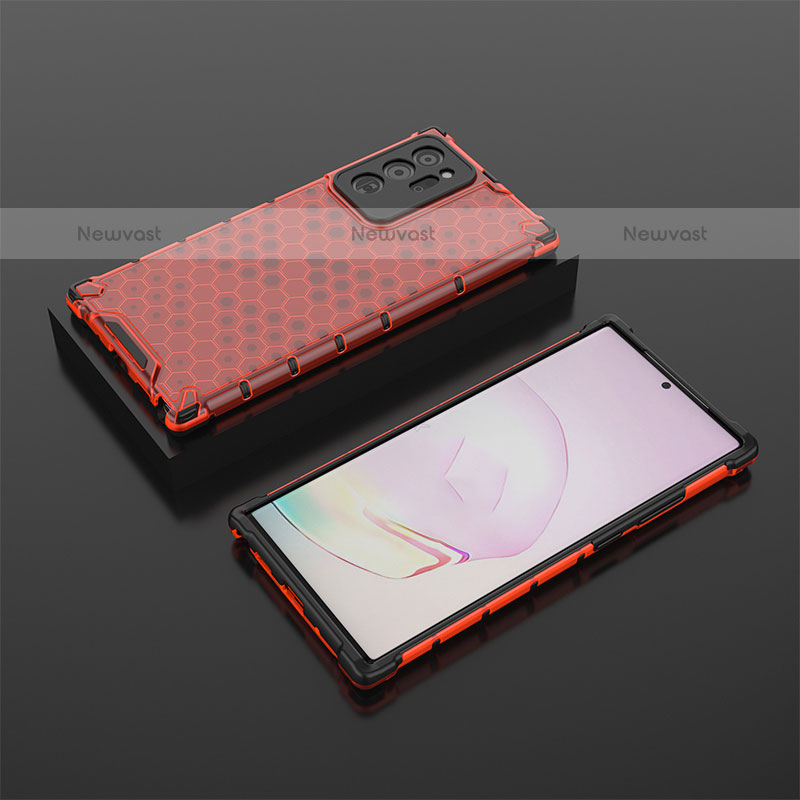 Silicone Transparent Frame Case Cover 360 Degrees AM2 for Samsung Galaxy Note 20 Ultra 5G Red