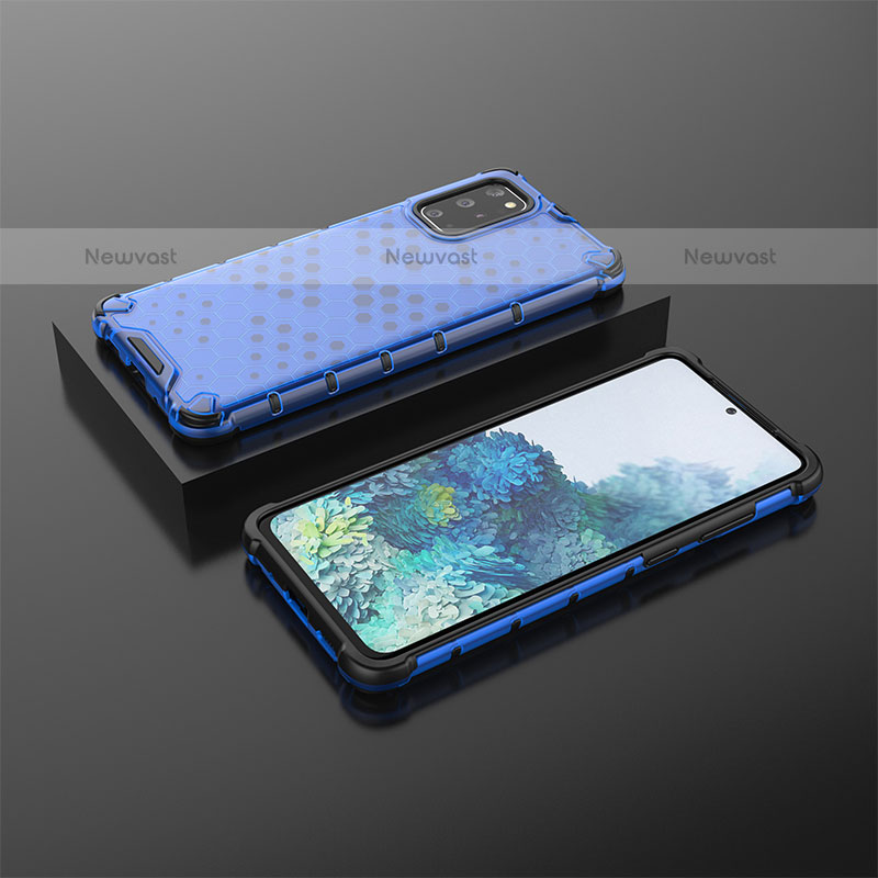 Silicone Transparent Frame Case Cover 360 Degrees AM2 for Samsung Galaxy S20 Plus Blue