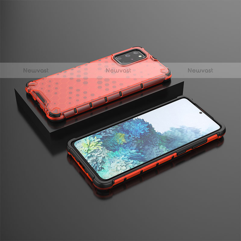 Silicone Transparent Frame Case Cover 360 Degrees AM2 for Samsung Galaxy S20 Plus Red