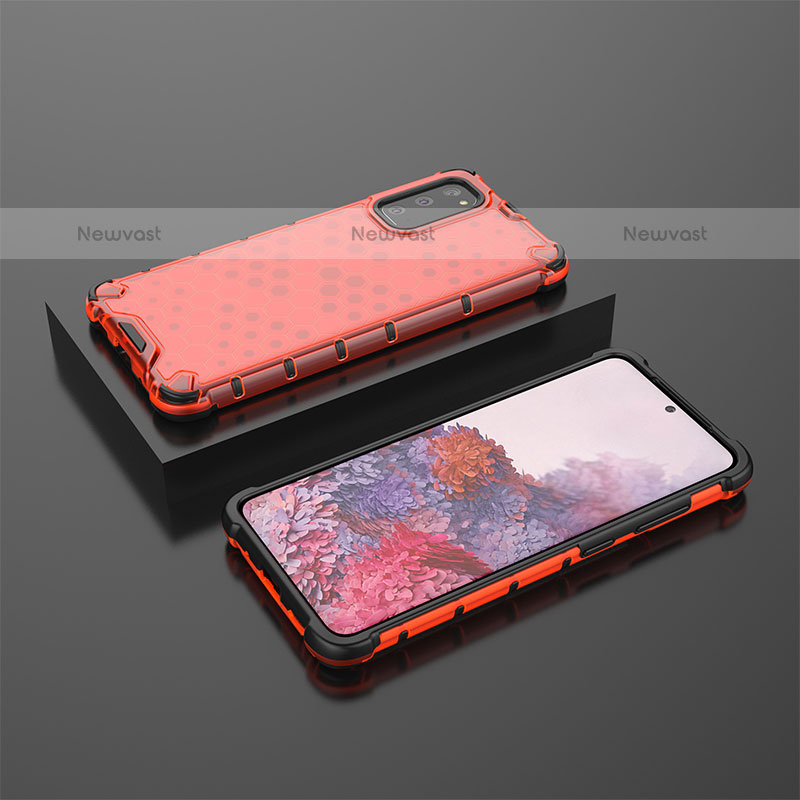 Silicone Transparent Frame Case Cover 360 Degrees AM2 for Samsung Galaxy S20 Red