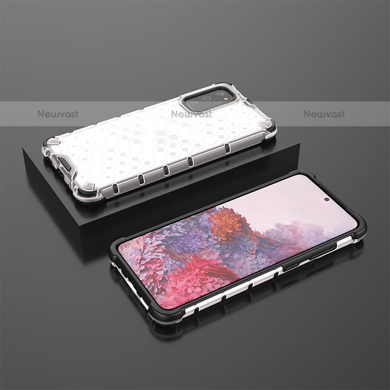 Silicone Transparent Frame Case Cover 360 Degrees AM2 for Samsung Galaxy S20 White