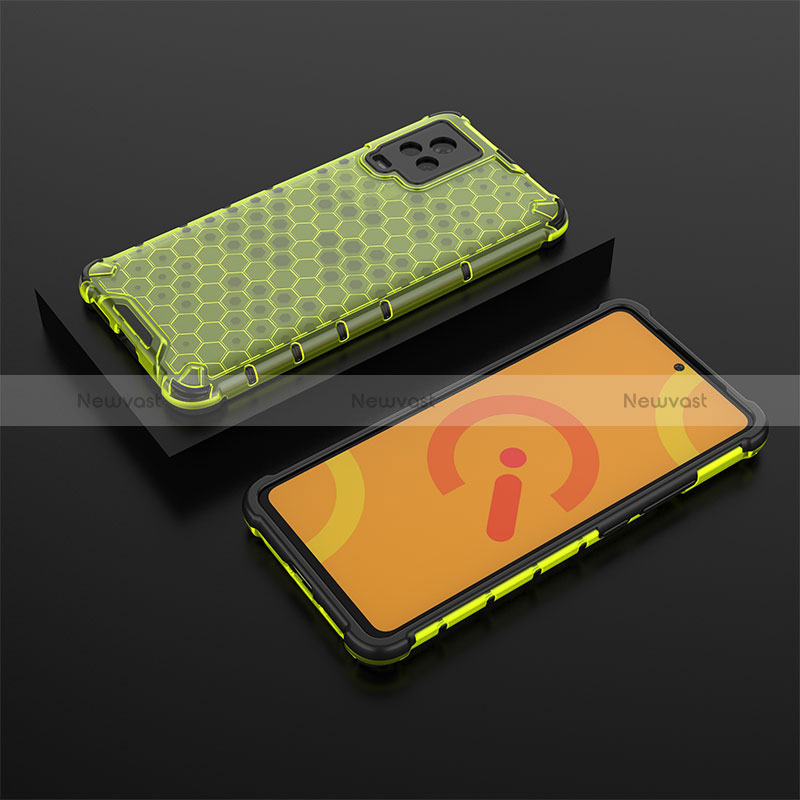 Silicone Transparent Frame Case Cover 360 Degrees AM2 for Vivo iQOO 7 5G Green