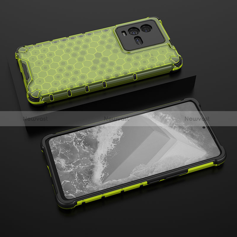 Silicone Transparent Frame Case Cover 360 Degrees AM2 for Vivo iQOO 9T 5G Green