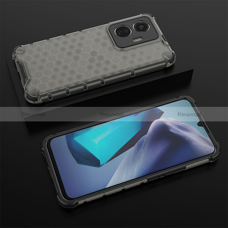 Silicone Transparent Frame Case Cover 360 Degrees AM2 for Vivo T1 4G