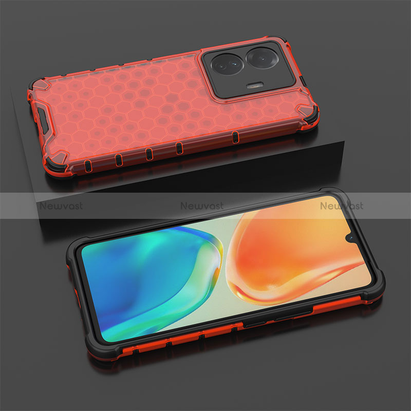 Silicone Transparent Frame Case Cover 360 Degrees AM2 for Vivo T1 5G