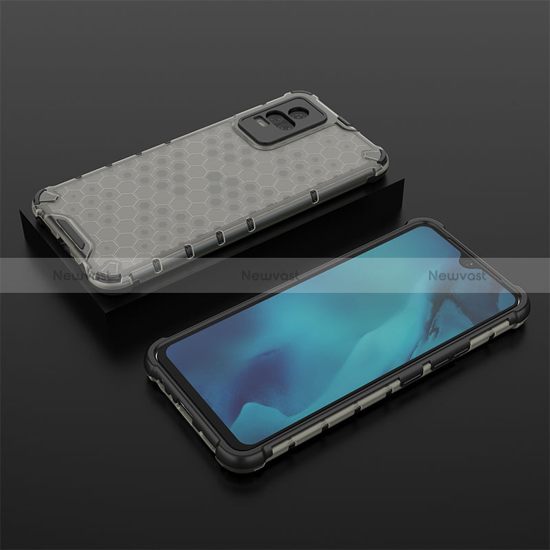 Silicone Transparent Frame Case Cover 360 Degrees AM2 for Vivo V21e 4G Black