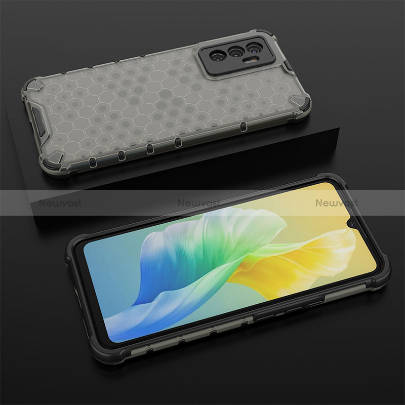 Silicone Transparent Frame Case Cover 360 Degrees AM2 for Vivo V23e 5G Black