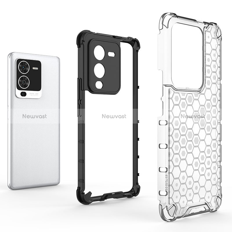 Silicone Transparent Frame Case Cover 360 Degrees AM2 for Vivo V25 Pro 5G