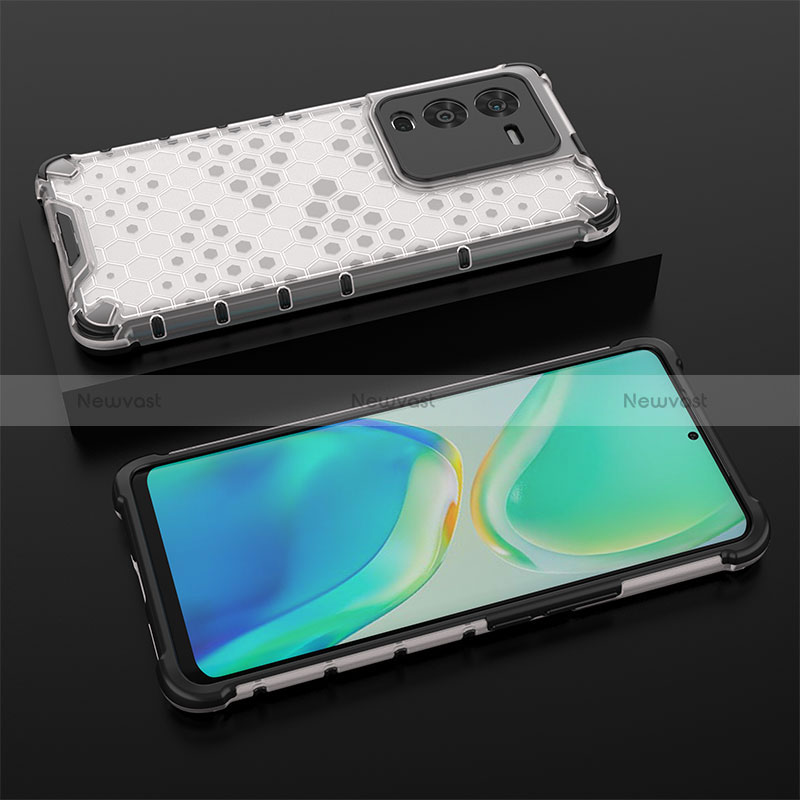 Silicone Transparent Frame Case Cover 360 Degrees AM2 for Vivo V25 Pro 5G White