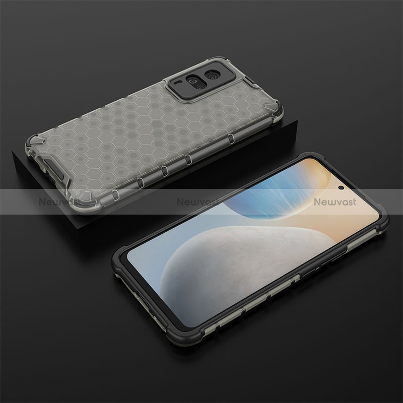 Silicone Transparent Frame Case Cover 360 Degrees AM2 for Vivo X60 Pro 5G Black