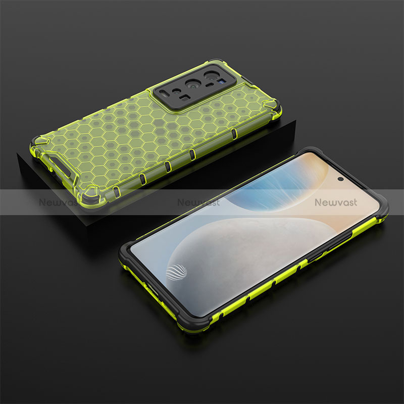 Silicone Transparent Frame Case Cover 360 Degrees AM2 for Vivo X60 Pro+ Plus 5G Green