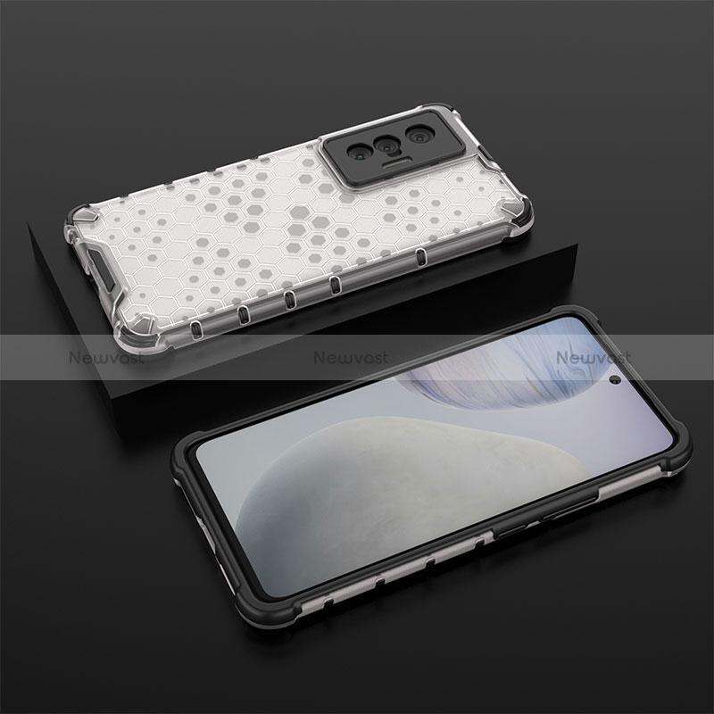 Silicone Transparent Frame Case Cover 360 Degrees AM2 for Vivo X70 5G White