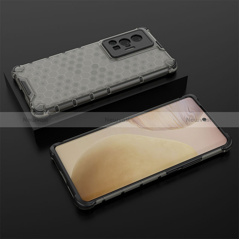 Silicone Transparent Frame Case Cover 360 Degrees AM2 for Vivo X70 Pro 5G