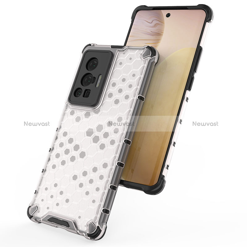 Silicone Transparent Frame Case Cover 360 Degrees AM2 for Vivo X70 Pro 5G