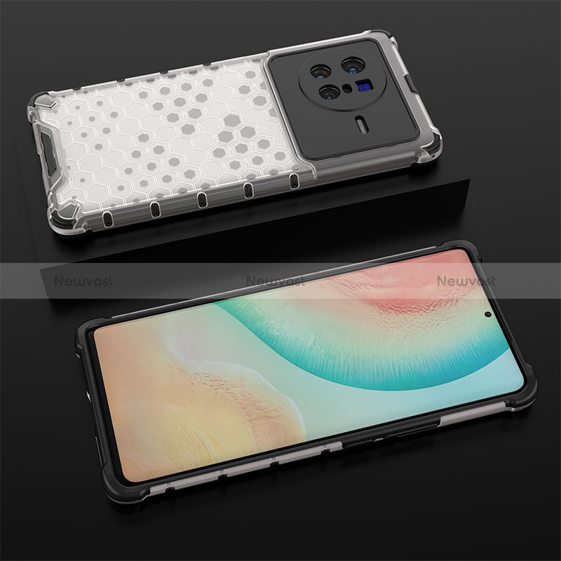 Silicone Transparent Frame Case Cover 360 Degrees AM2 for Vivo X80 5G