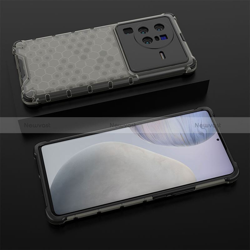 Silicone Transparent Frame Case Cover 360 Degrees AM2 for Vivo X80 Pro 5G Black