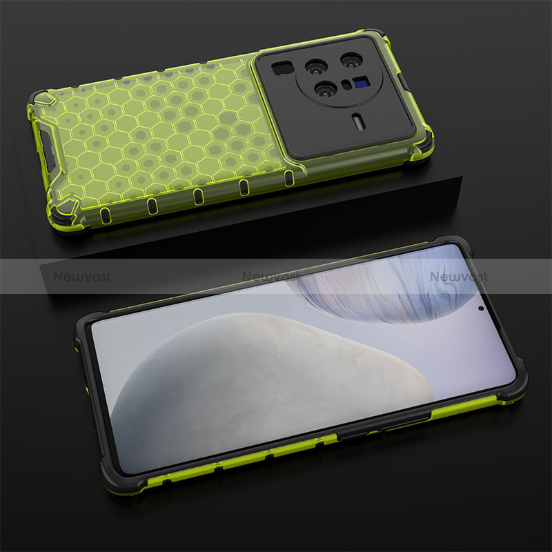 Silicone Transparent Frame Case Cover 360 Degrees AM2 for Vivo X80 Pro 5G Green