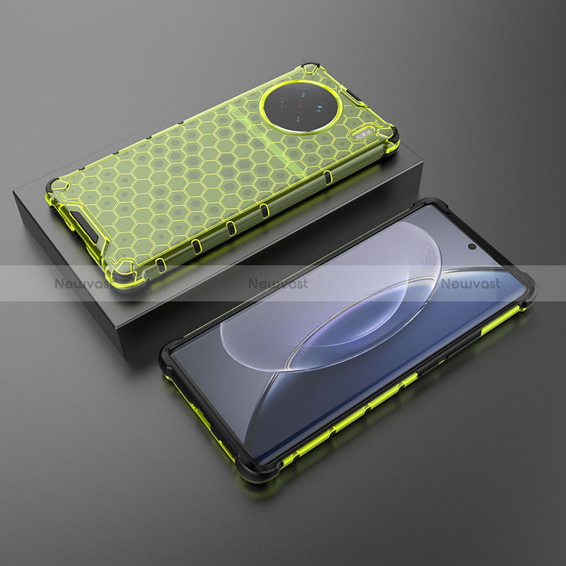 Silicone Transparent Frame Case Cover 360 Degrees AM2 for Vivo X90 5G Green